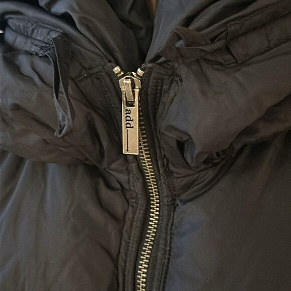 Add Down sz 6 long black Icon 10 hooded zip front coat great preowned condition - Picture 7 of 11